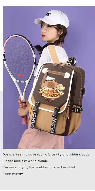 Stylish Kawaii Capybara Computer Backpack