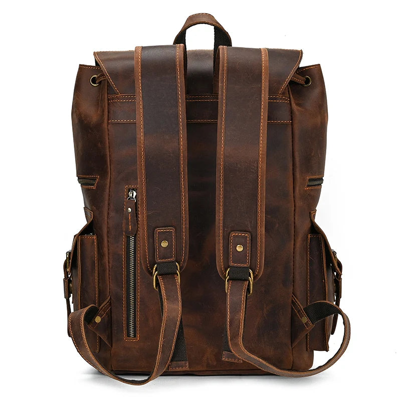 Newsbirds Men's Retro Leather Backpack – Luxury Travel & School Bag
