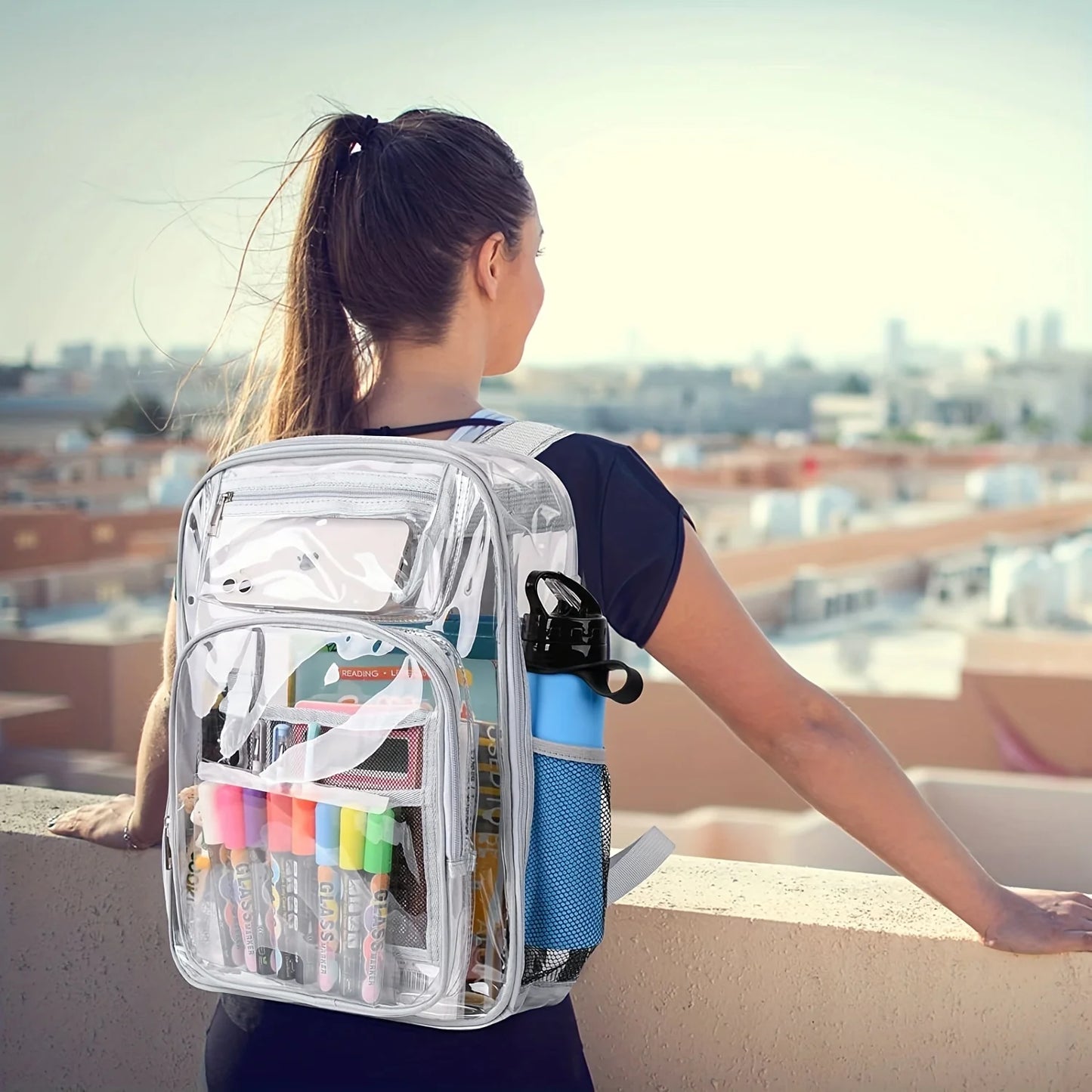 Clear Heavy-Duty PVC Transparent Backpack