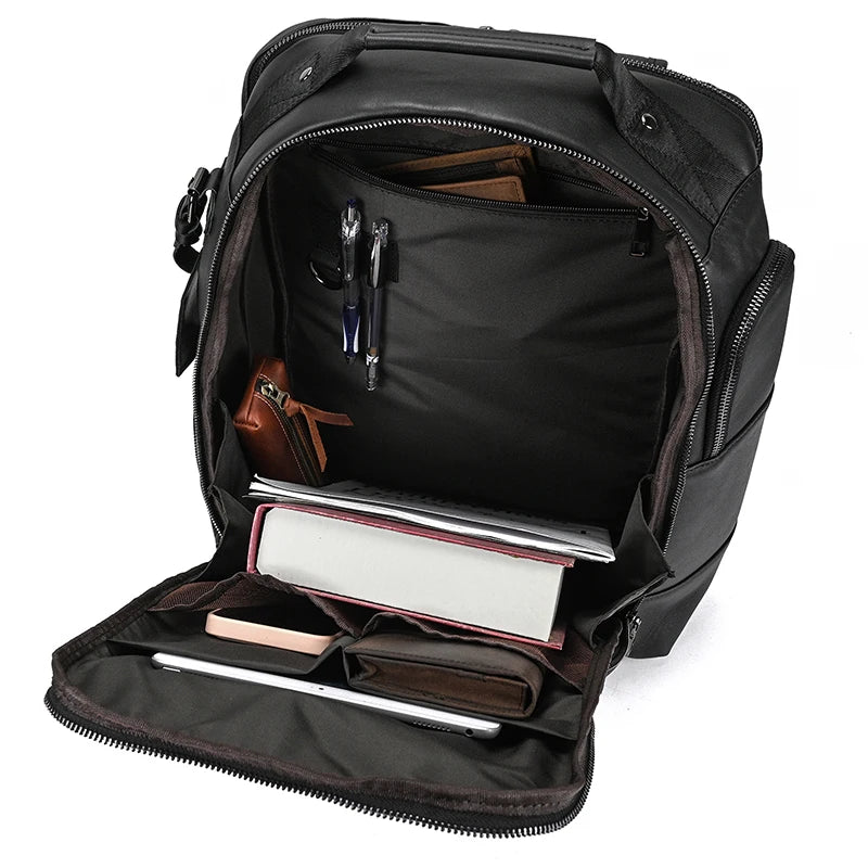 Newsbirds Men's Retro Leather Backpack – Luxury Travel & School Bag