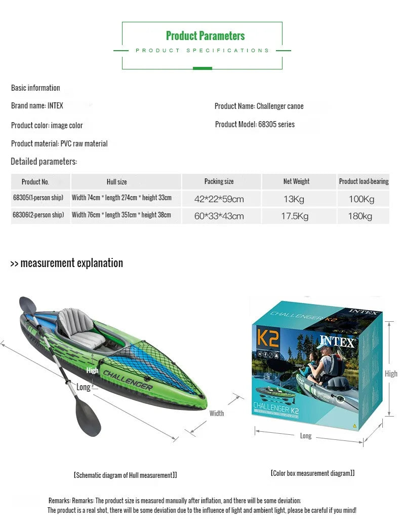 INTEX-68305 Adventure-Ready Inflatable Kayak for Fishing and Water Sports