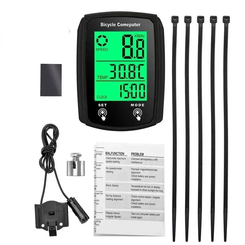 Wired Bike Computer LED Digital Bicycle Speedometer