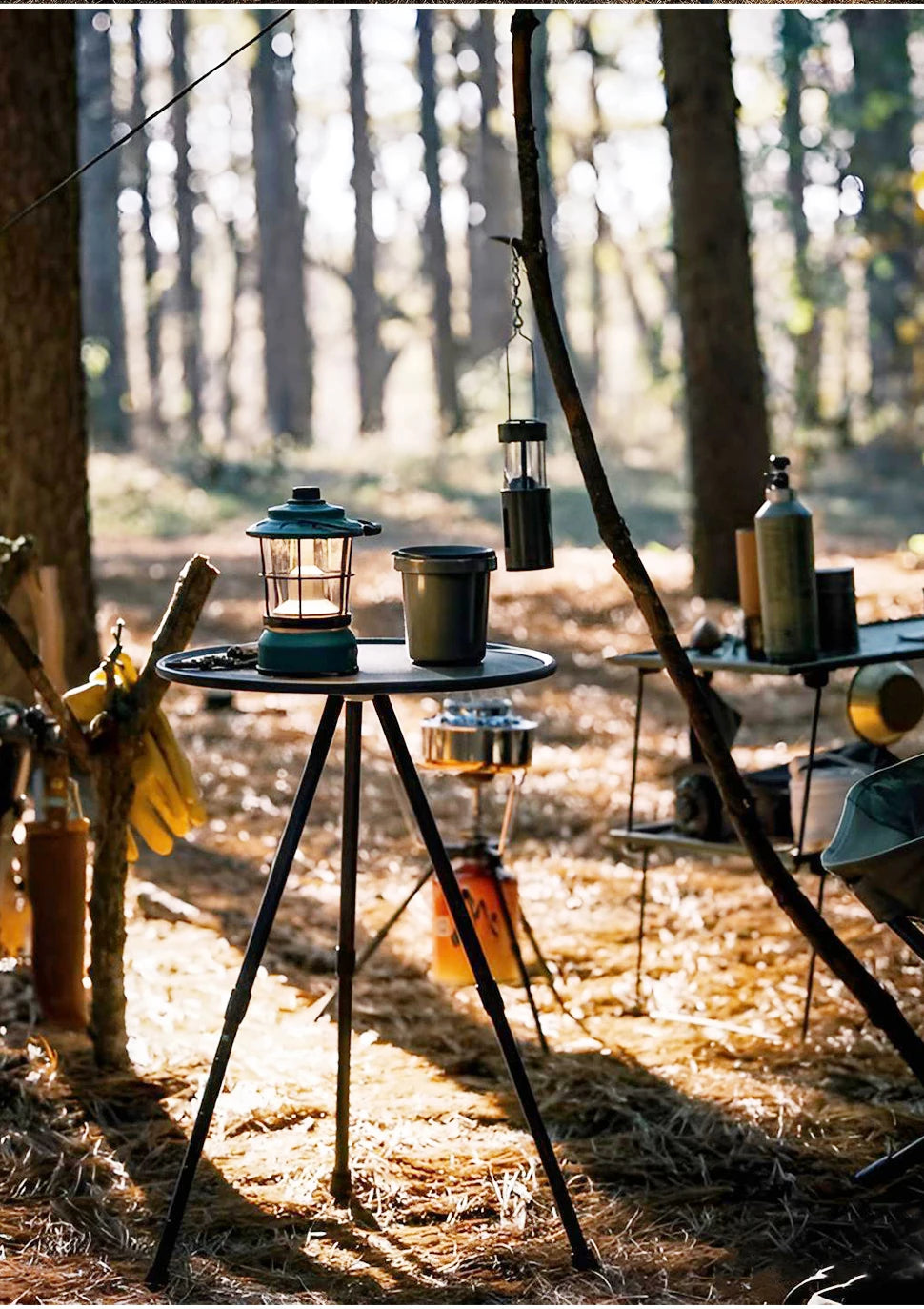 WESTTUNE Ultralight Folding Camping Table with Light Stand