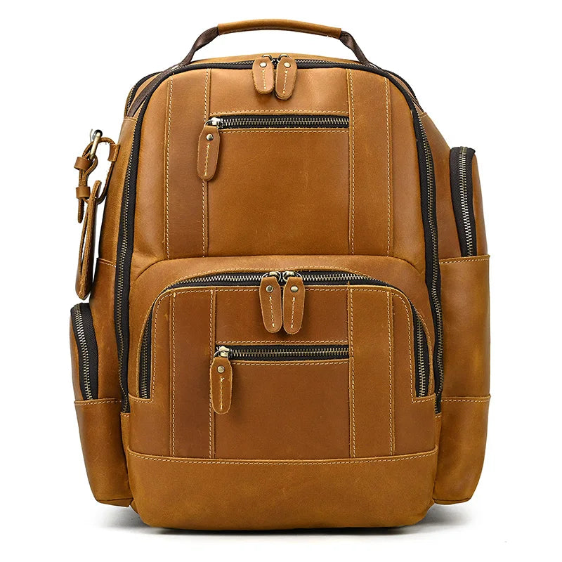 Newsbirds Men's Retro Leather Backpack – Luxury Travel & School Bag