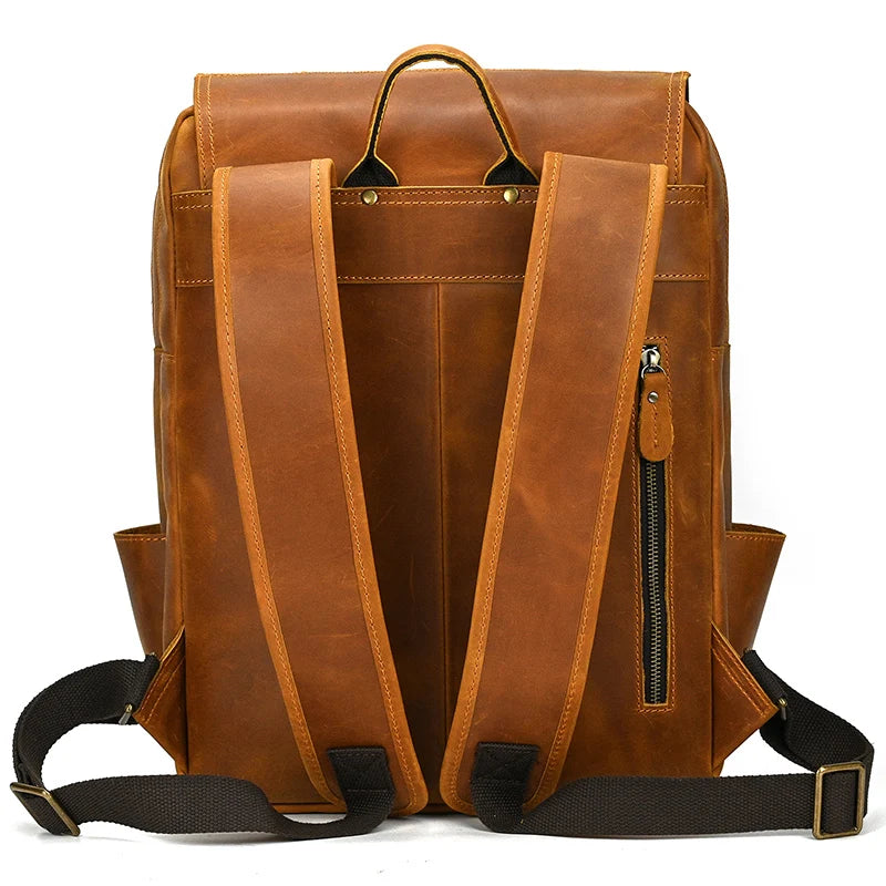 Newsbirds Men's Retro Leather Backpack – Luxury Travel & School Bag