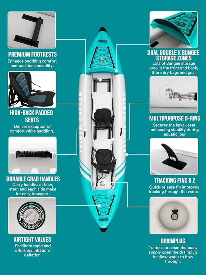 Inflatable Kayak 2 Person Adult Tandem Kayak
