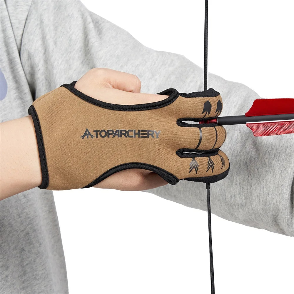 Archery Glove Three Finger Guard Shooting Gloves Finger Tab