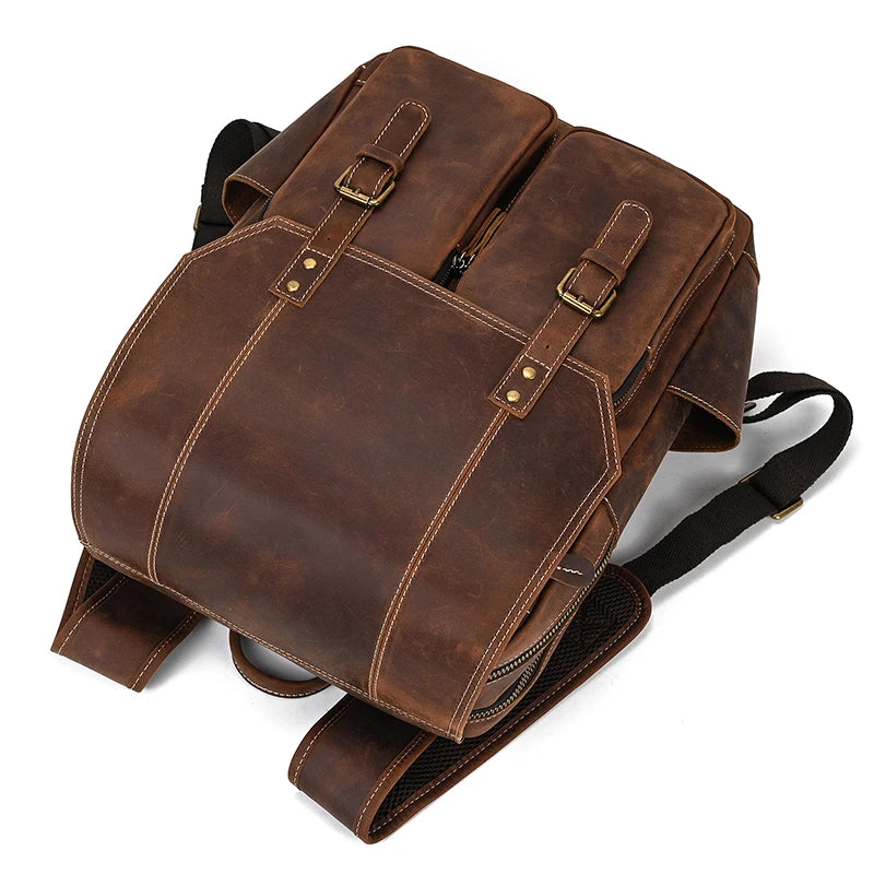 Newsbirds Men's Retro Leather Backpack – Luxury Travel & School Bag