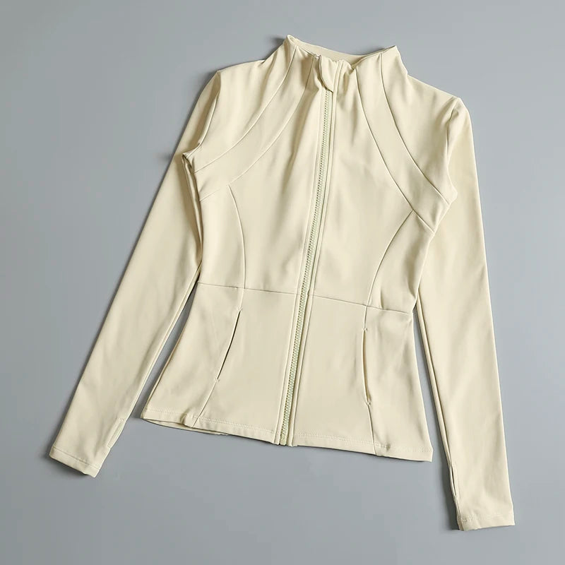 Yoga Wear Ladies Coat Round High Elastic Loose Exercise Yoga Long Sleeve