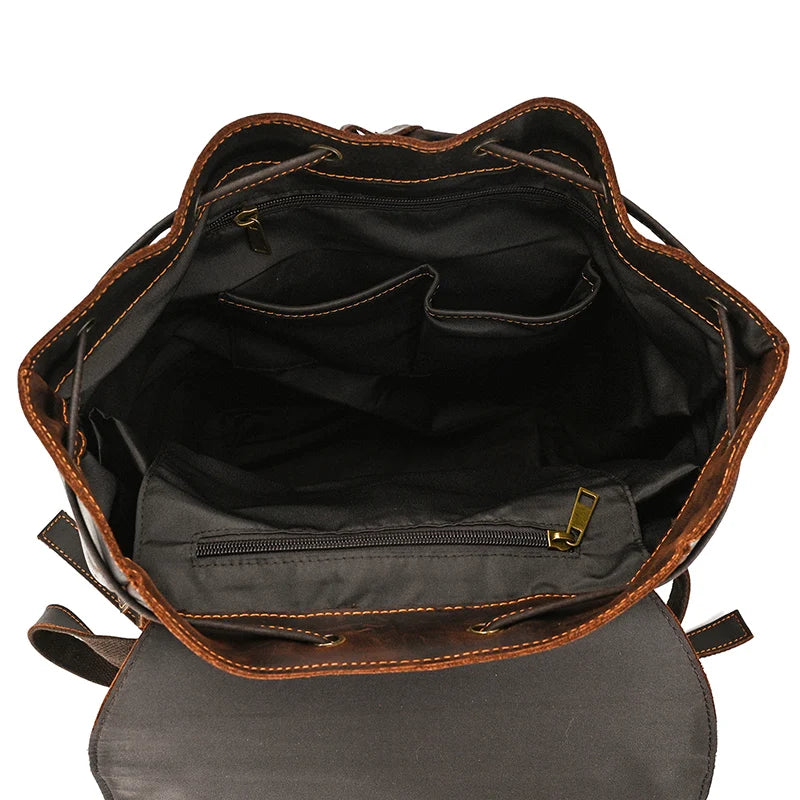 Newsbirds Men's Retro Leather Backpack – Luxury Travel & School Bag