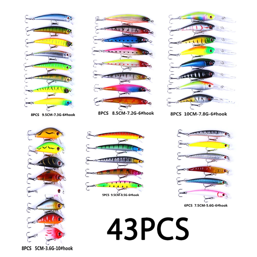 56/43/30/20/10/5Pcs Fishing Lures Kit