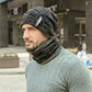 Mens Beanie Hat 2pcs Ski Cap and Scarf Winter Warm Woolly Hats