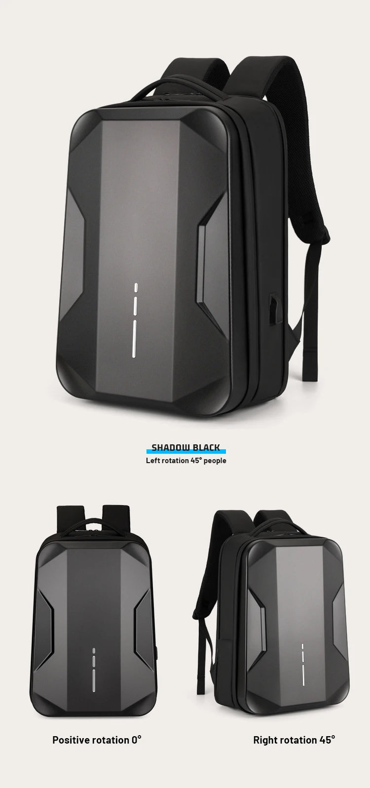 17.3" Hard Shell Laptop Backpack – Waterproof Business & E-Sports Bag