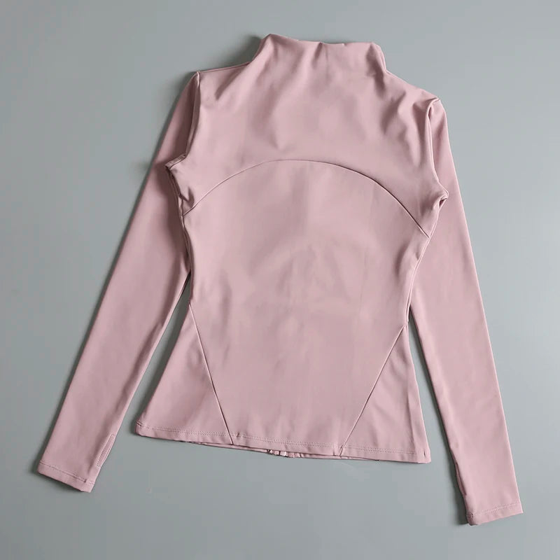 Yoga Wear Ladies Coat Round High Elastic Loose Exercise Yoga Long Sleeve