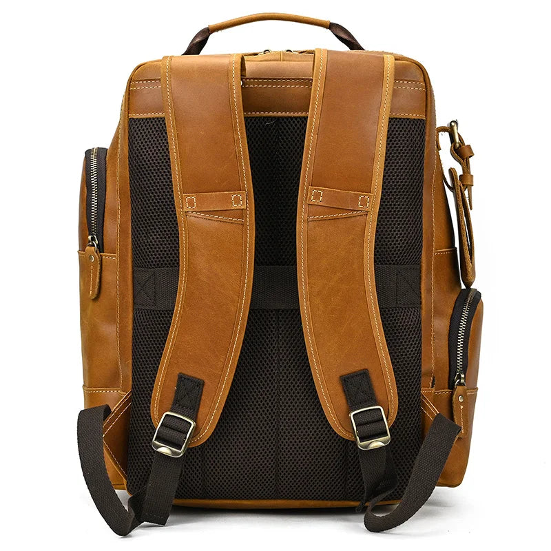 Newsbirds Men's Retro Leather Backpack – Luxury Travel & School Bag
