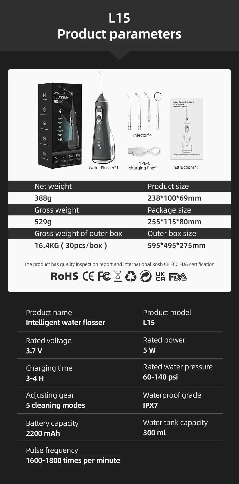 Oral Irrigator Portable Water Flosser