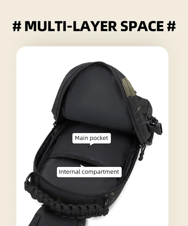 Tactical MOLLE Camping Chest Bag – Outdoor Hiking, Fishing, and Cycling Sling Pack