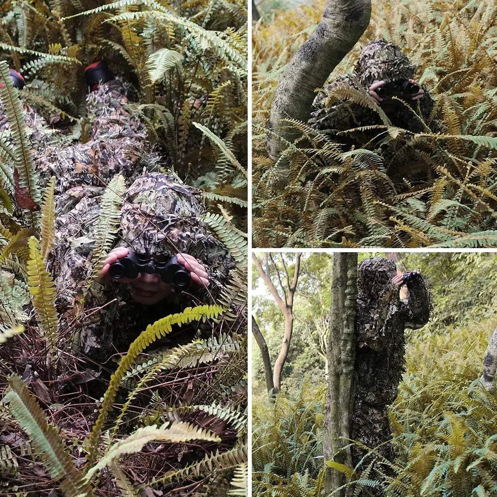 Ghillie Suit Men Women Kids 3D Leafy Bionic Camouflage Hunting Clothing: