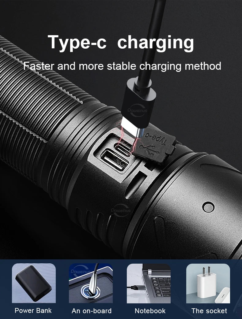 10000mAh High Power LED Flashlight