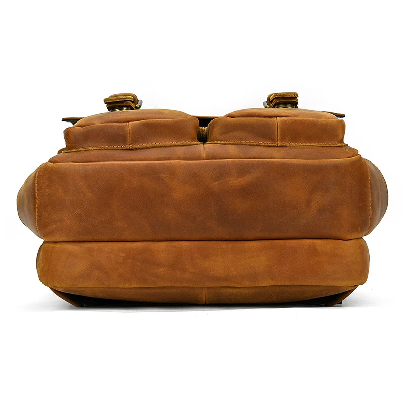 Newsbirds Men's Retro Leather Backpack – Luxury Travel & School Bag