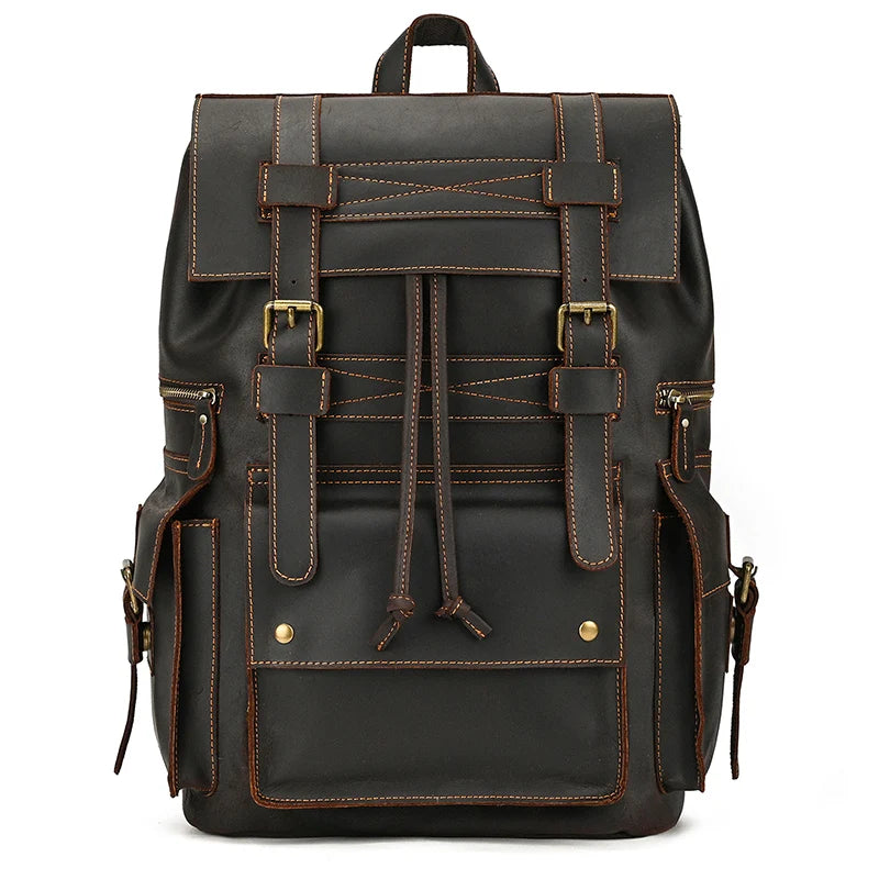 Newsbirds Men's Retro Leather Backpack – Luxury Travel & School Bag