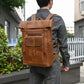 Newsbirds Men's Retro Leather Backpack – Luxury Travel & School Bag