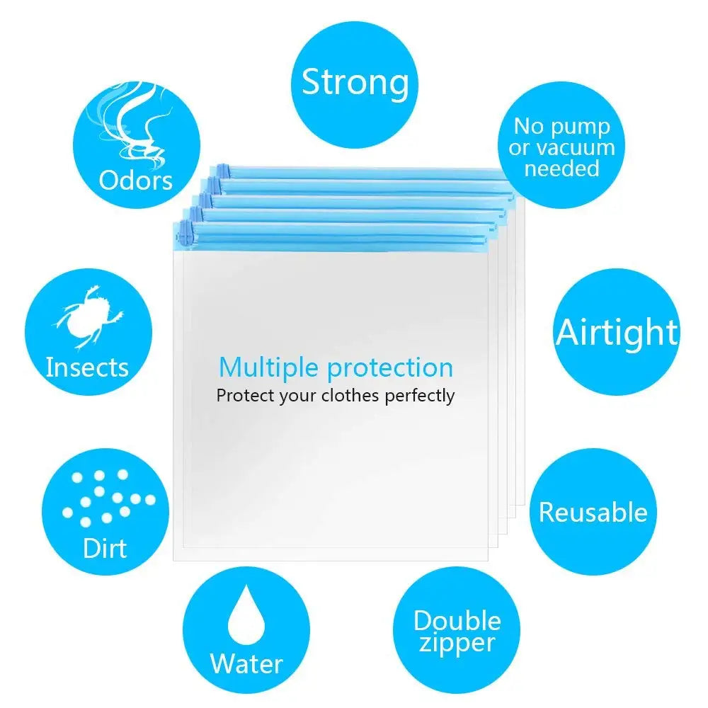 Travel Roll-Up Compression Bags - Reusable & Air Pump-Free