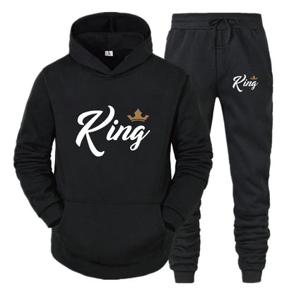 Couple Sportswear KING QUEEN Printed Hooded Set
