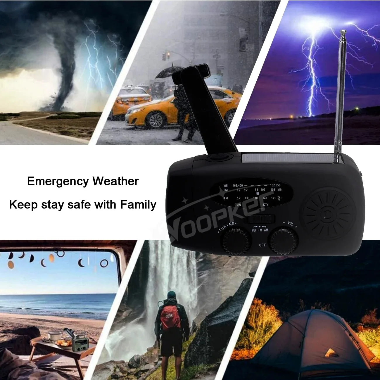 Woopker Radio E30 Emergency Solar Hand Crank AM/FM/NOAA Radio