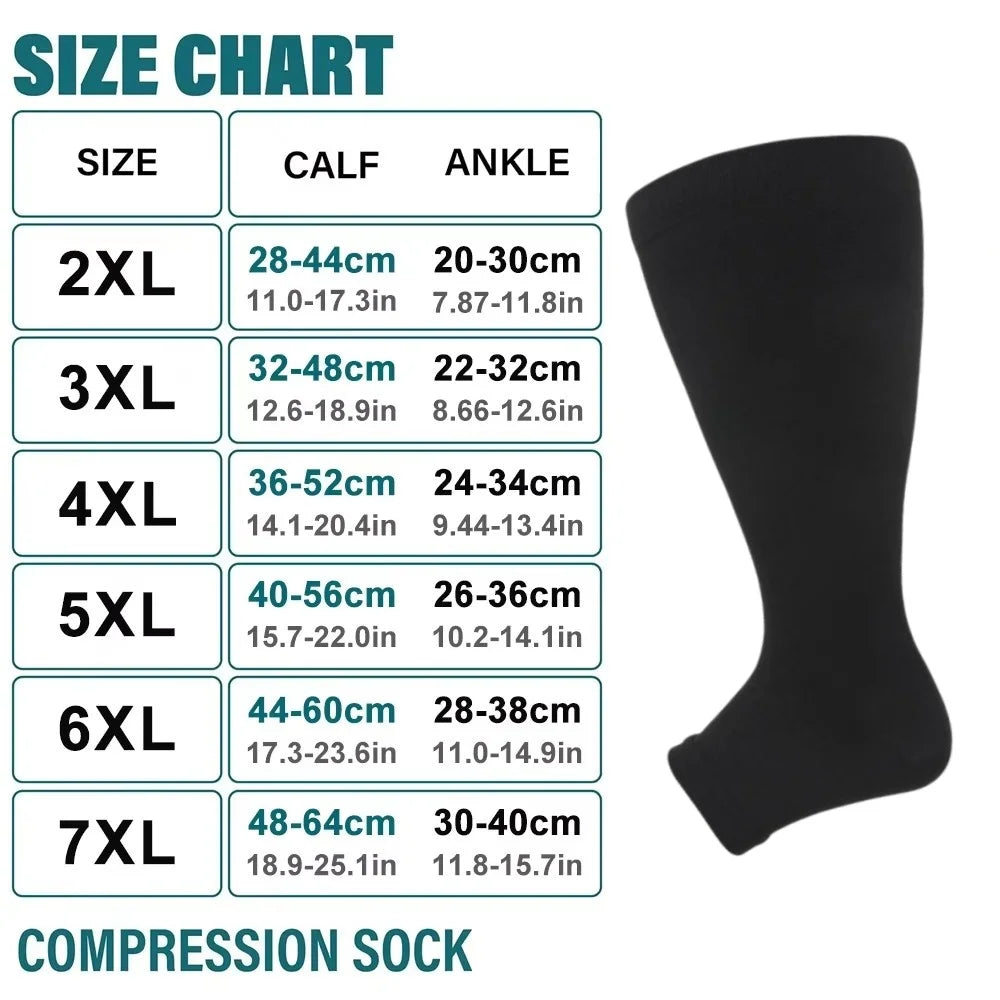 Premium Plus Size Compression Socks For Men Women Cycling Toeless Sport Socks Anti Fatigue Pain Relief Medical Nursing Stockings