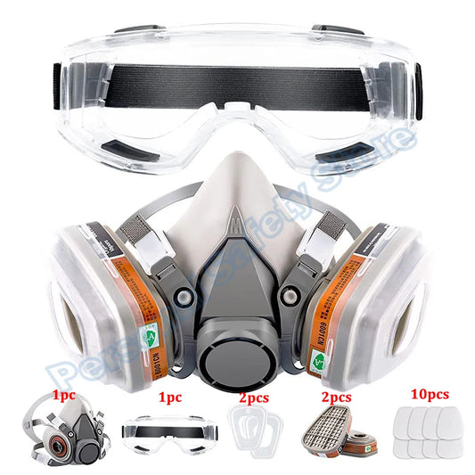 6200 Dust Gas Mask with Anti-Fog Safety Goggles