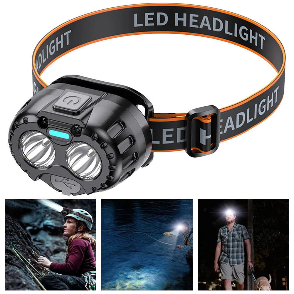 Powerful LED Headlamp 250LM - IPX4 Waterproof, Rechargeable, Outdoor Flashlight