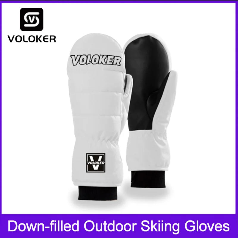 Down-filled Outdoor Ski Gloves For Men And Women, Cold-resistant And Warm