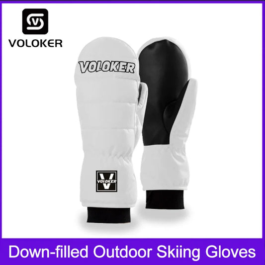 Down-filled Outdoor Ski Gloves For Men And Women, Cold-resistant And Warm