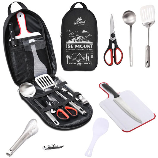 9-Piece Portable Stainless Steel Camping Utensils Set