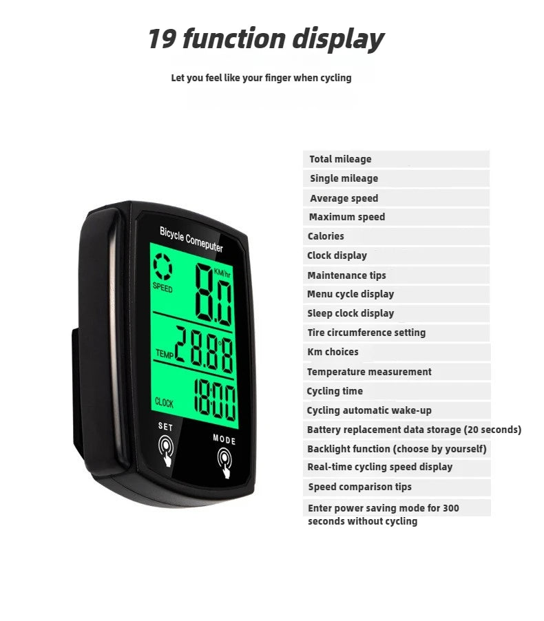 Wired Bike Computer LED Digital Bicycle Speedometer