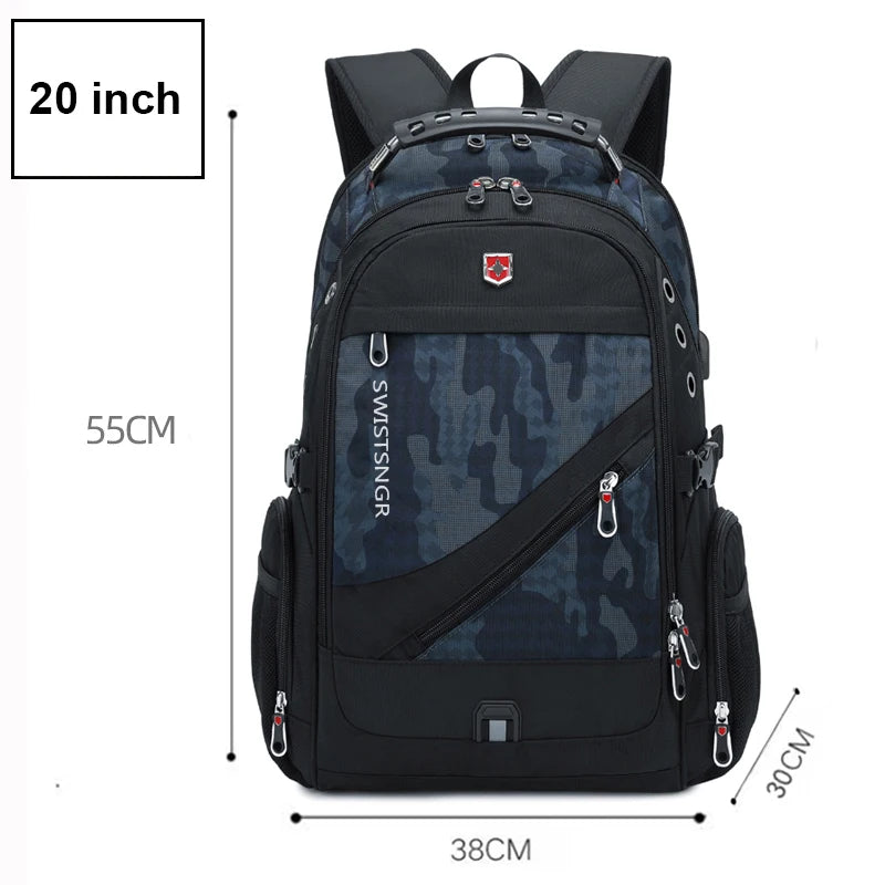 2024 Waterproof Laptop Backpack – 17/20 Inch Airplane Travel & School Bag