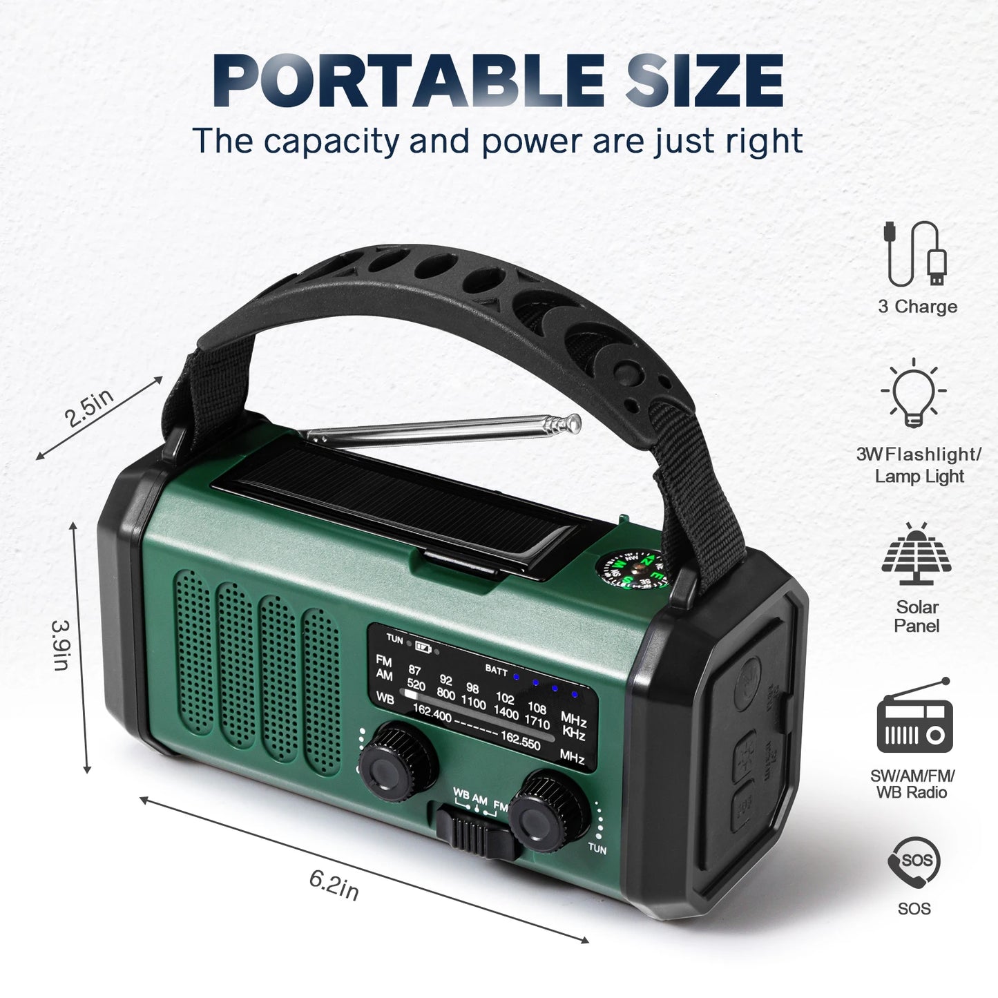Woopker Radio E30 Emergency Solar Hand Crank AM/FM/NOAA Radio