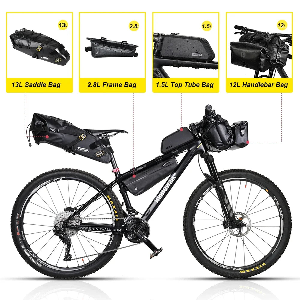 Rhinowalk Bike Bag Set – Waterproof Handlebar, Pannier & Saddle Bags for MTB & Road Bikes