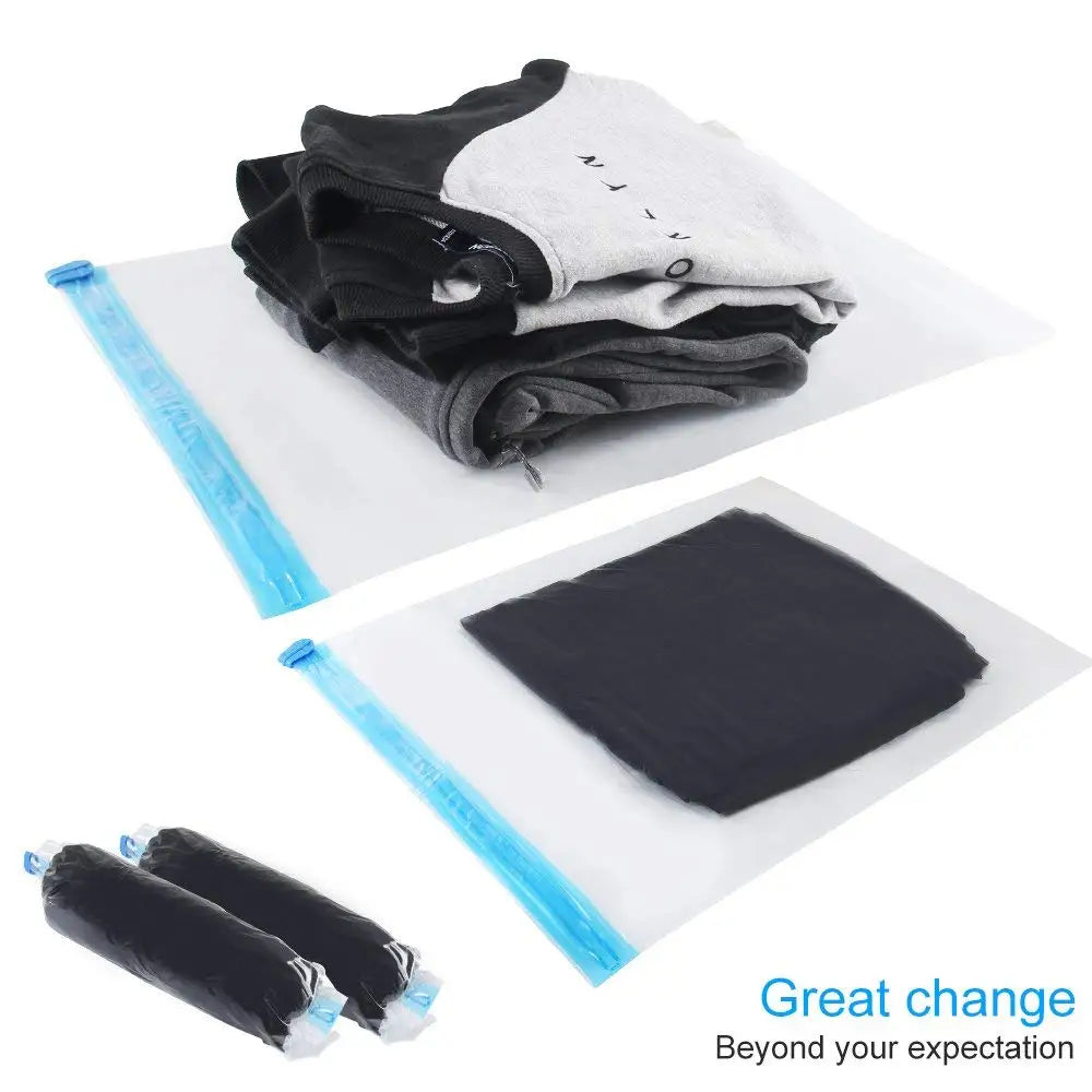 Travel Roll-Up Compression Bags - Reusable & Air Pump-Free
