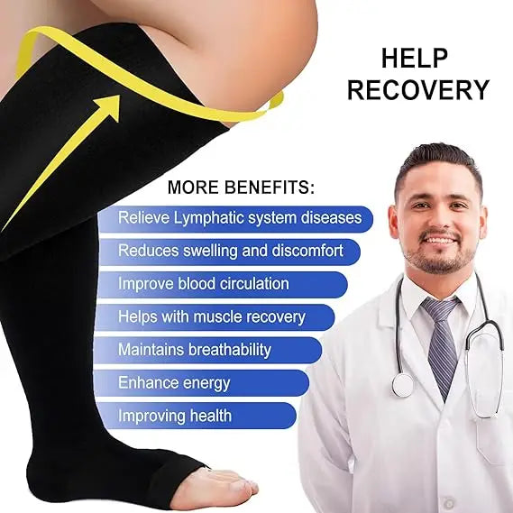 Premium Plus Size Compression Socks For Men Women Cycling Toeless Sport Socks Anti Fatigue Pain Relief Medical Nursing Stockings