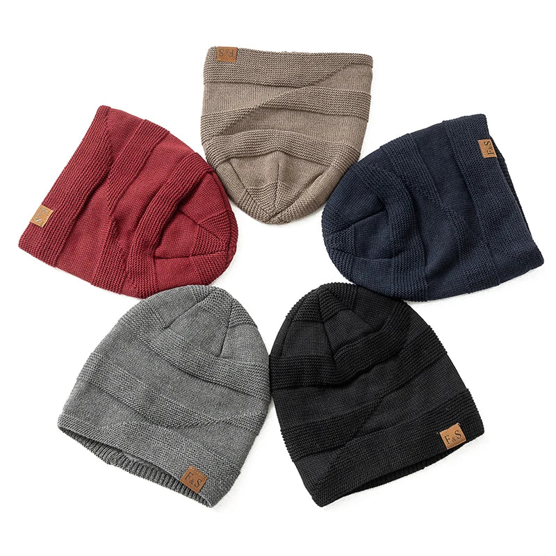 Unisex Slouchy Winter Hats Add Fur Beanie Cap