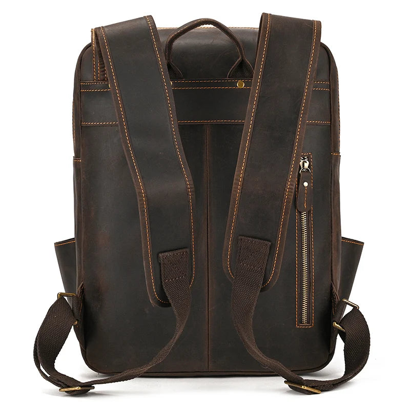 Newsbirds Men's Retro Leather Backpack – Luxury Travel & School Bag
