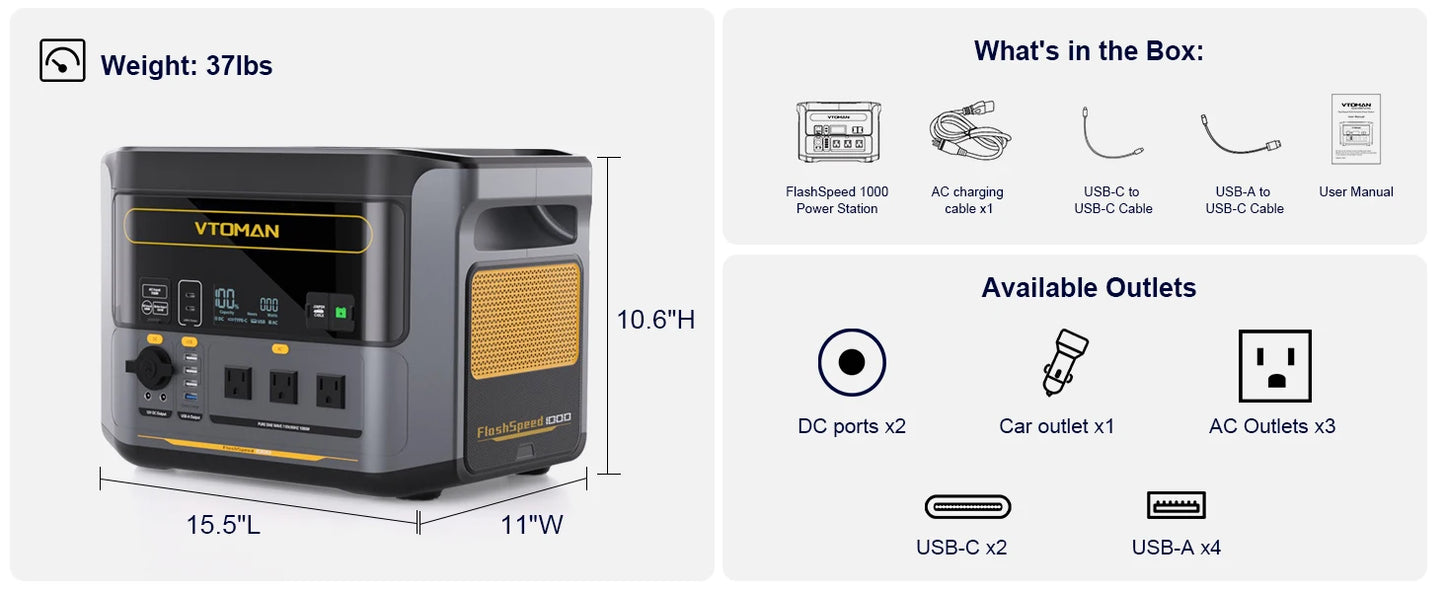 VTOMAN Flash Speed 1000 Portable Power Station