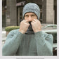 Mens Beanie Hat 2pcs Ski Cap and Scarf Winter Warm Woolly Hats
