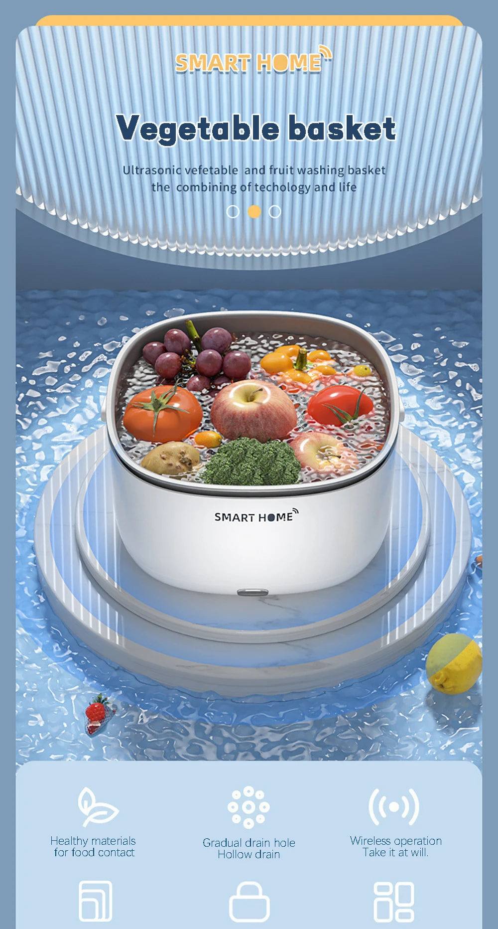 Electric Vegetable & Fruit Washing Machine with WiFi