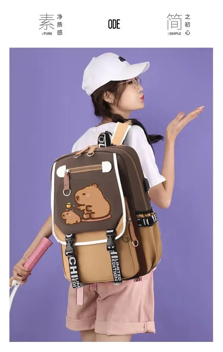 Stylish Kawaii Capybara Computer Backpack