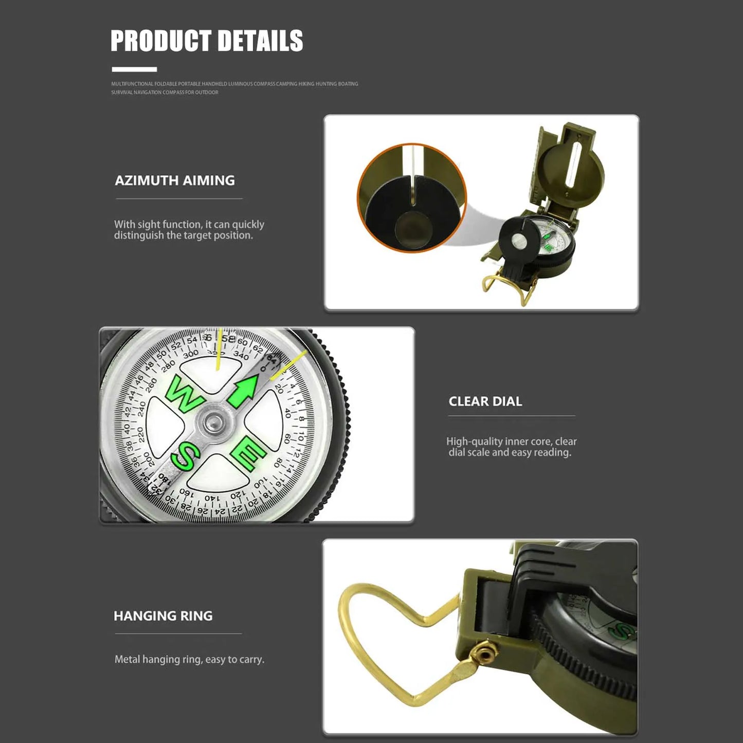Portable Multifunction Lensatic Compass