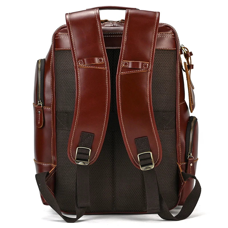 Newsbirds Men's Retro Leather Backpack – Luxury Travel & School Bag