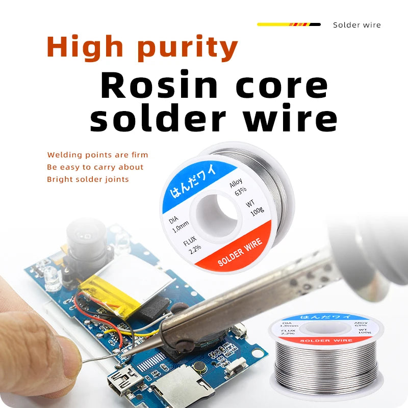 63% Tin Lead Rosin Core Solder Wire – 50g Mini Roll for Precision Electronics Soldering